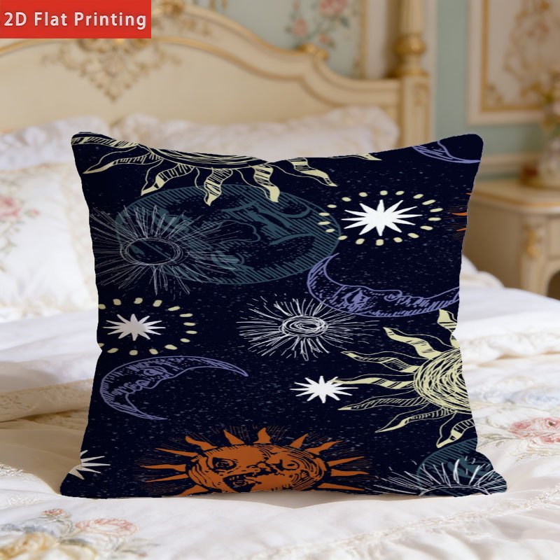 1pc   night sky printed pillowcase double sided 2d printed cushion cover insert not included 170gsm polyester fabric soft comfortable durable and non deformable zipper closure for   suitable for sofa bedroom office