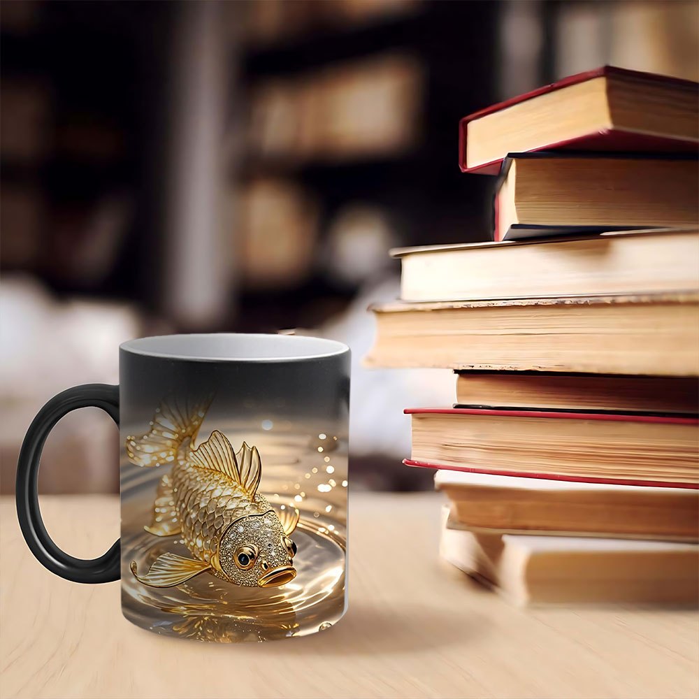 TEMU 1pc 11oz Ceramic Cup With Heat-sensitive Color Change And Theme Design, Ideal For Office Work, Outdoor Picnics, Home Use, Traveling, Gift