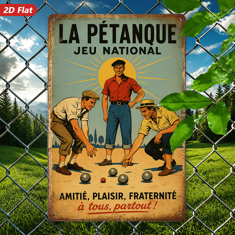 TEMU Art mural plat 2D, 1pc Panneau Métallique, Jeu de , Décoration Nationale, Décoration Intérieure, Style Français, Thème , pour Salon, Bar,