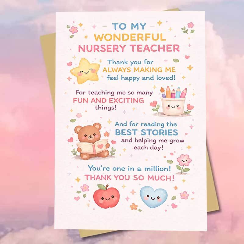 TEMU 1pc Thank You Greeting Card For Nursery Teacher Appreciation Gift Cute Note For School Staff End Of Year Recognition Present