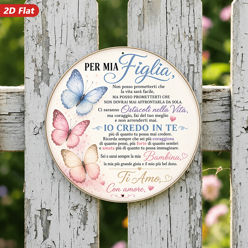 TEMU Targa in metallo 2D piatta, 1 pezzo, messaggio in per la figlia, "Per mia figlia ti amo", ad con , stile elegante, decorazione per la casa, per