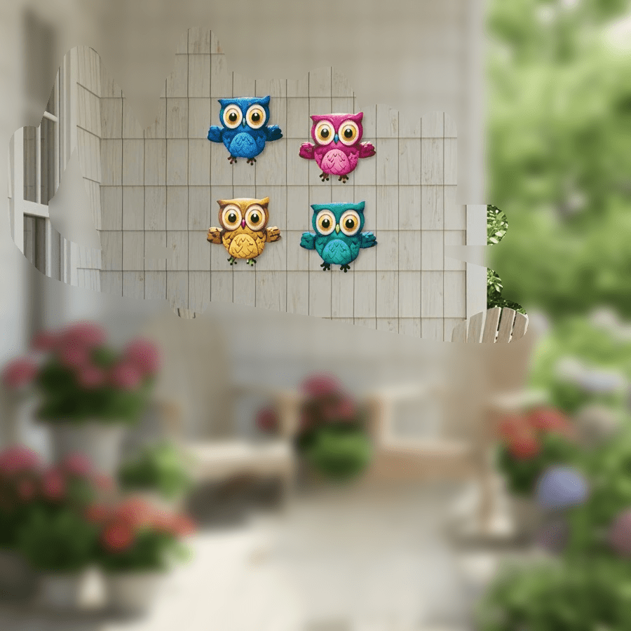 TEMU Juego de 4 decoraciones de pared de de acrílico, aptas para uso en exteriores | Esculturas de pared de acrílico 2D de 5.9 pulgadas, perfectas
