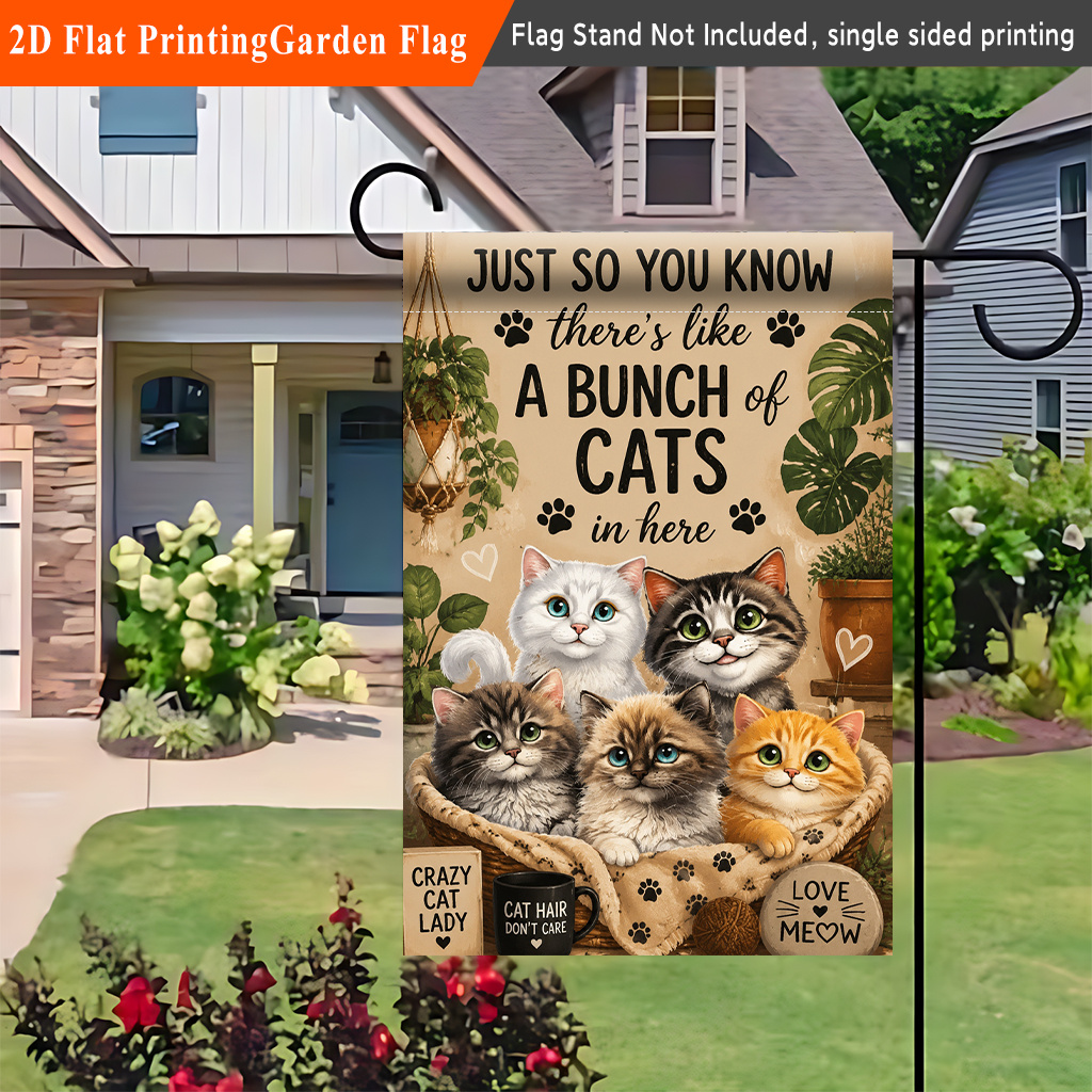 TEMU 2d Flat, 2d Flat Flag 1pc, The Home Of Cats, Single-sided Printed Garden Flag, Durable Polyester Outdoor Patio Decoration, Suitable For Home And
