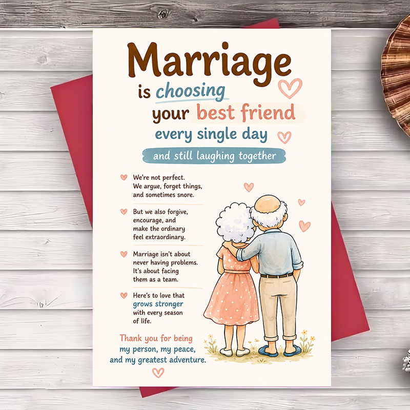 TEMU 1 Envelope And 1 Funny Greeting Card Romantic Anniversary Greeting Card For Husband Wife Marriage Quote Gift For Couples Wedding Celebration And