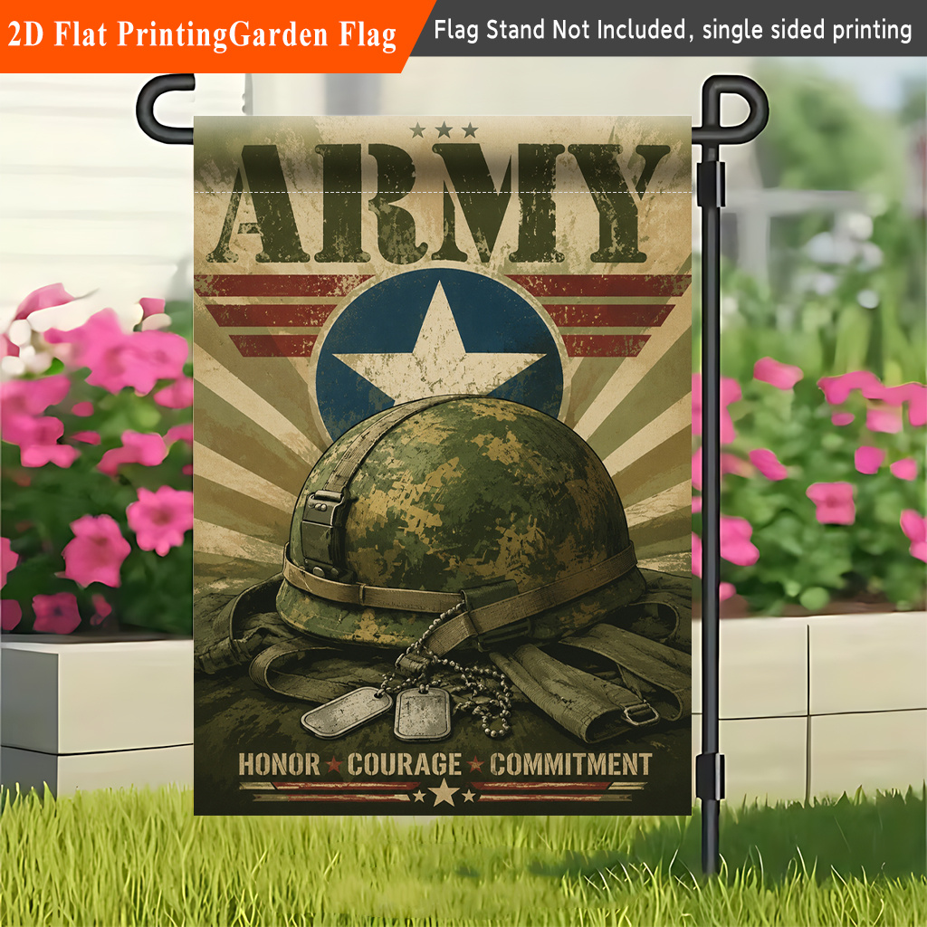 TEMU 2d Flat - 2d Flat 1pc, Army Honor , Single-sided Printed Flag, Porch Decoration, Suitable For Garden And Yard Decoration, Autumn Festival