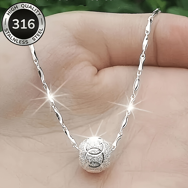 TEMU Collier en acier inoxydable 316 - Pendentif élégant à perle pivotante (1 pièce), Bijou de chaîne , Durable, Hypoallergénique, nickel