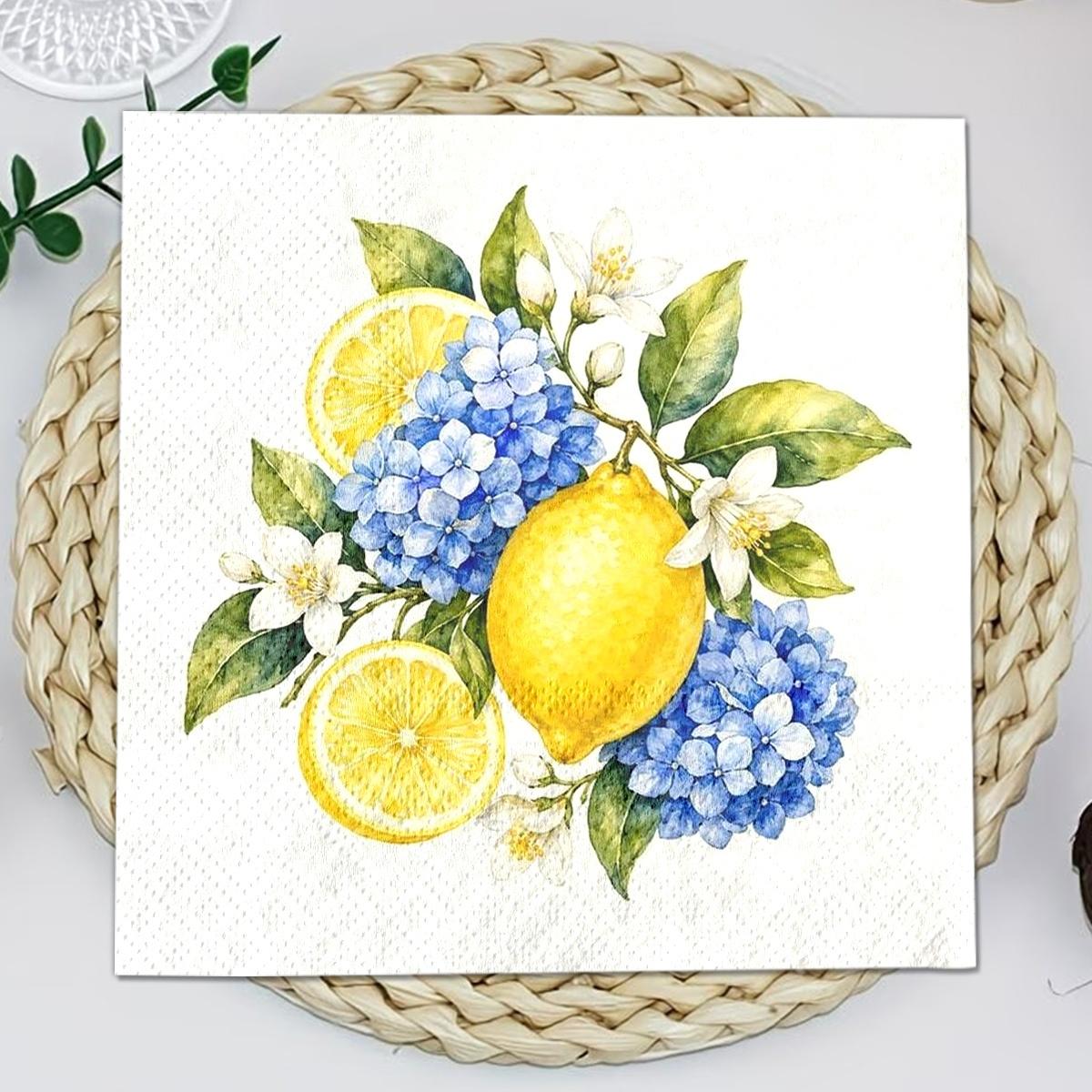 TEMU 20pcs Lemon Home Dining Napkins, Suitable For , Hotel Catering, And Gatherings , Comprehensively Covering All Dining Needs For Daily Life And