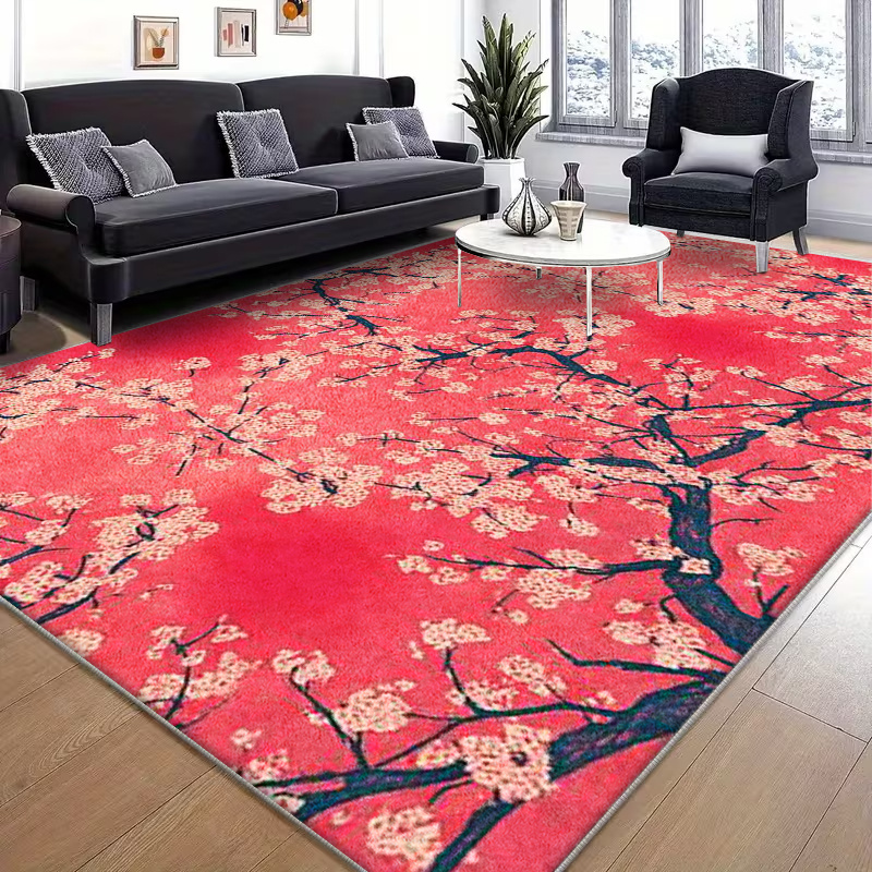 photo de l'article tapis   japonais pour salon, antidérapant rouge/rose, lavable en machine pour bureau, chambre, tailles jumbo disponibles, décor moderne adapté aux animaux, plat 2d