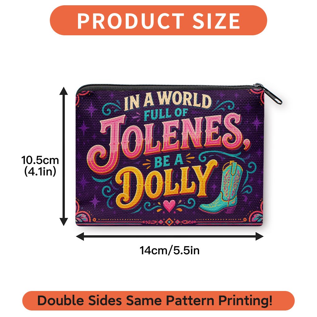 TEMU Coin Purse, In A World Be Dolly Print Coin Purse, Cardholder, Multifunctional, Compact, Lightweight, Portable, Key Pouch, Coin Pouch, Bag,