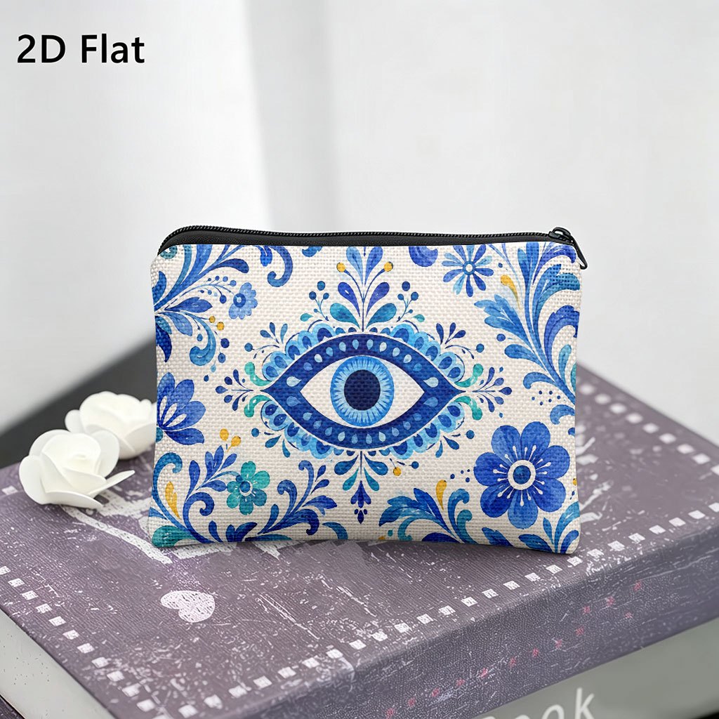 TEMU Porte-monnaie plat 2D 1pc, œil aquarelle avec , porte-monnaie multifonctionnel, combinant monnaie, cartes et clés en un petit portefeuille