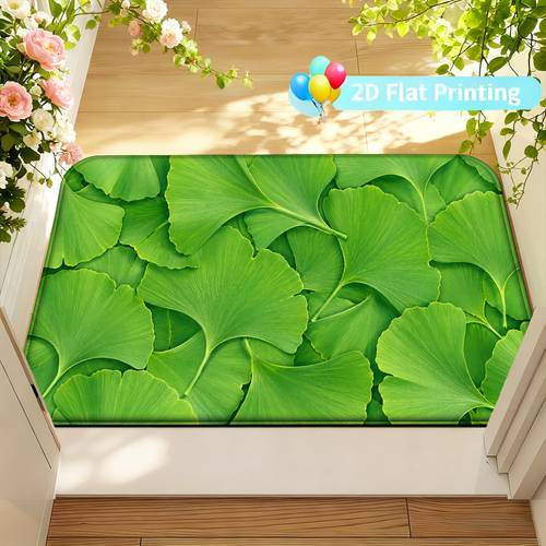 zerbino con stampa 2d piatta, motivo con foglie di ginkgo di , tappeto di in flanella, antiscivolo, lavabile in lavatrice, pieghevole, per bagno, cucina, soggiorno, camera da letto e , decorazione stagionale, 2d piatto