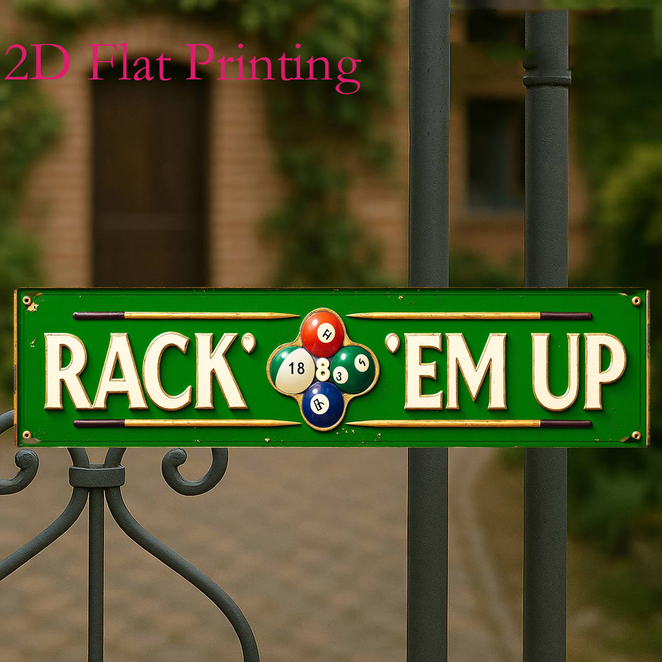 TEMU 2d Flat - 4x16 Inch Vintage Metal Aluminium Sign, Rack Em Up Billiards Pool Table Funny Quote Sign Ideal For Game Room Man Cave Bar Pub Wall Art