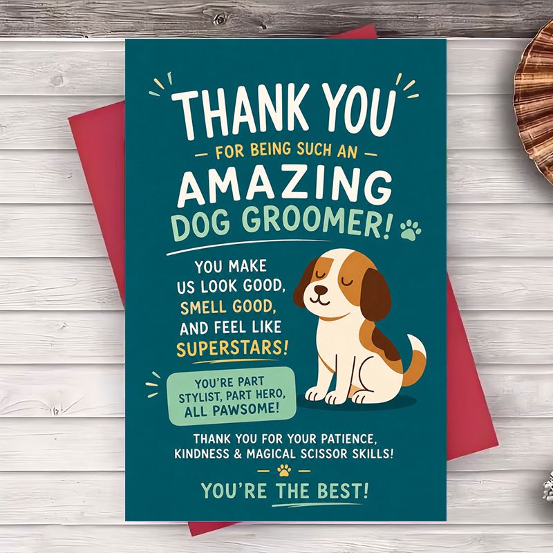 TEMU 1 Envelope And 1 Greeting Card Thank You Dog Groomer Greeting Card Appreciation Gift For Pet Stylist Professional Pet Care Staff Thank You Note