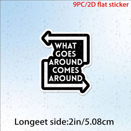 9 pezzi adesivo in what goes around around per paraurti auto, laptop, borracce, pareti, finestre, impermeabile ai uv - 9 pezzi
