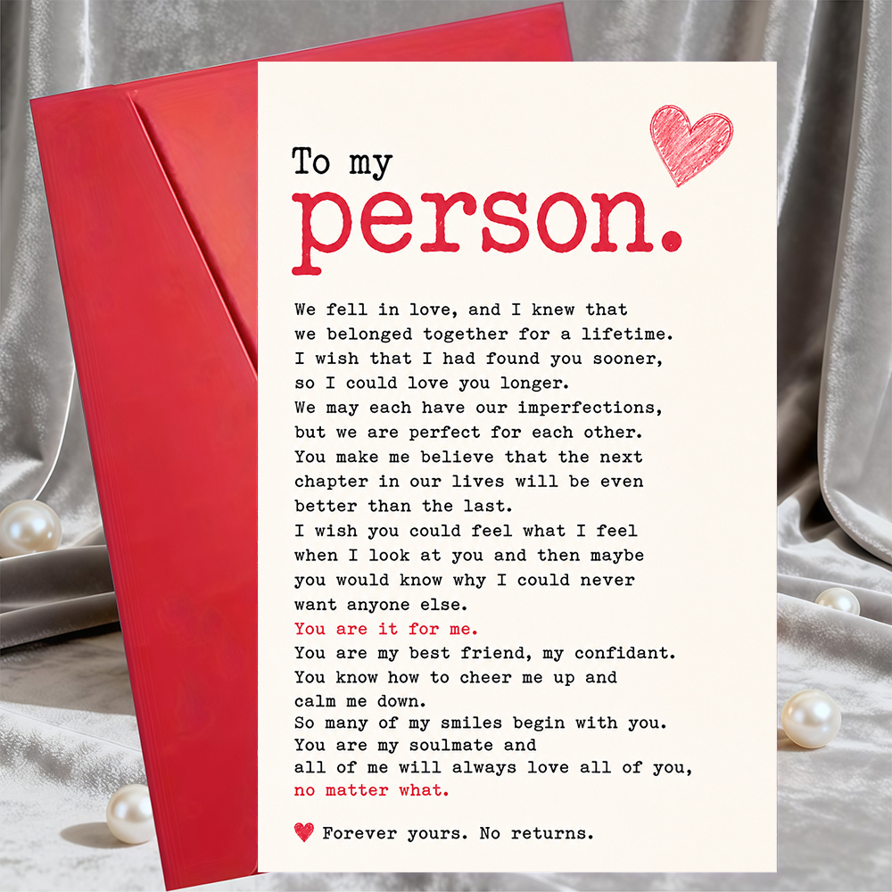 TEMU 1 Greeting Card + 1 Envelope Romantic Greeting Card For Husband Wife Boyfriend Girlfriend Anniversary Valentines Day Birthday Wedding Flat Note