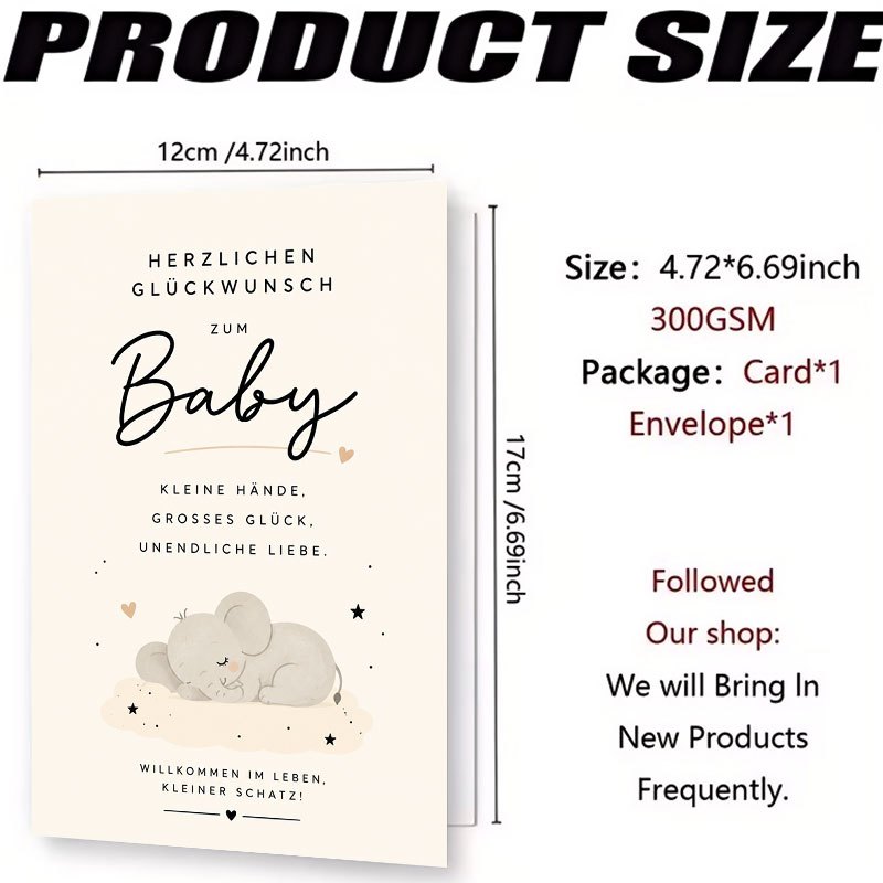 Greeting Card for New Parents Featuring Cute Elephant Design