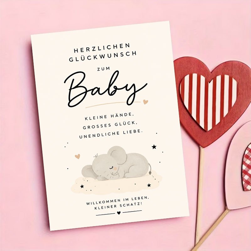 Greeting Card for New Parents Featuring Cute Elephant Design