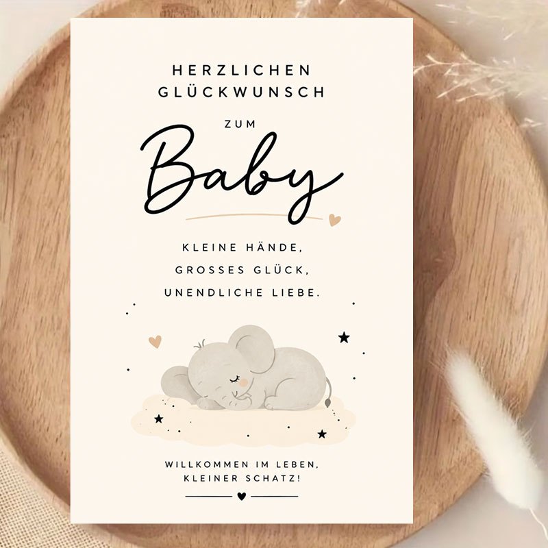 Greeting Card for New Parents Featuring Cute Elephant Design