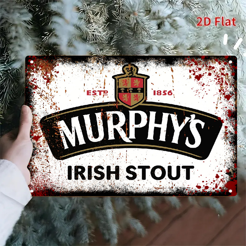TEMU 2d Flat, 1pc 2d Flat Metal Sign, Vintage Style Murphy's Irish Decorative Painting, Classic Badge Design, Full Of Nostalgic Charm. 8x12 Inches.