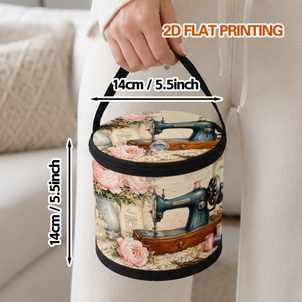 TEMU Borsa porta filati all'uncinetto da 1 pezzo con chiusura a cerniera e traforato - a tema cucito, adatta per dei lavoretti, , scrivania - Porta
