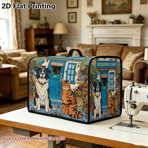 2d. 1 pieza. bolsa tote con estampado de clínica de mascotas, universal para máquina de coser, diseño vintage, , del polvo, de limpiar, herramienta ideal para costura en casa, regalo para amantes de las mascotas, almacenamiento de suministros de costura