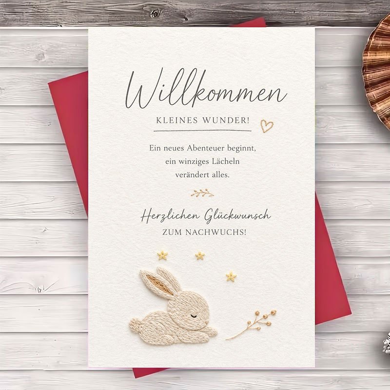 1 Envelope And 1 Greeting Card Elegant Greeting Card For New Parents Flat Note Card For Birth And Congratulations