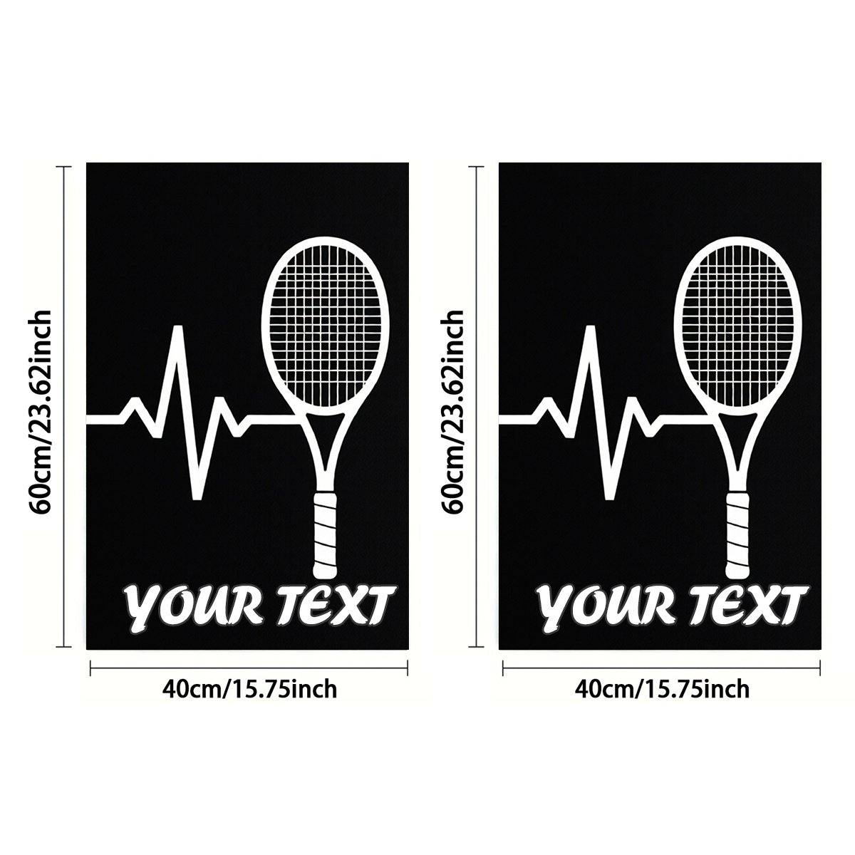 TEMU Custom 2pcs, Face Towels, Single-sided Print, Rectangular 40 X 60cm, Tennis Racket And Ekg Line Pattern 2d Pattern, Soft Comfortable