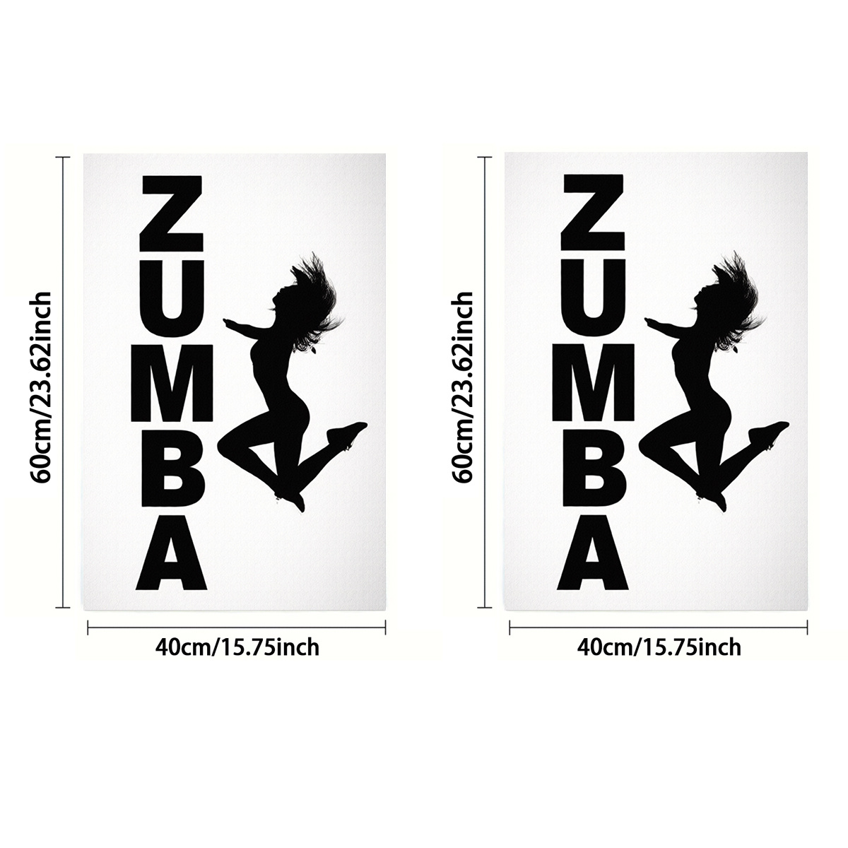 TEMU 2D Plat, 2 stuks, Handdoek, Enkelzijdige Bedrukking, Rechthoekig 40x60cm, Eenvoudig Silhouetstijl 2D van een Vrouw die Zumba Danst, Zacht en