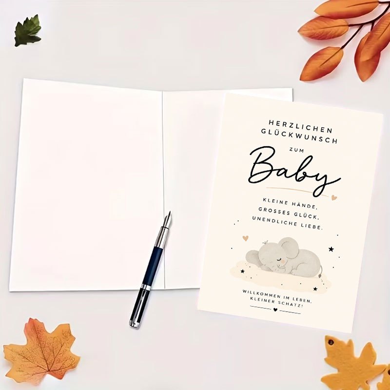 Greeting Card for New Parents Featuring Cute Elephant Design