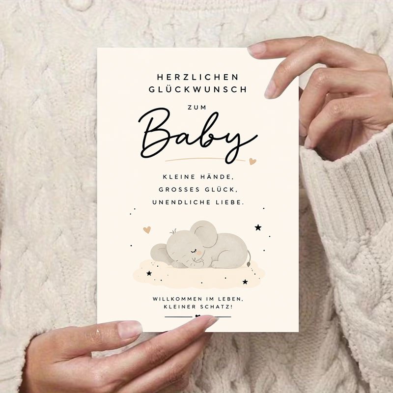 Greeting Card for New Parents Featuring Cute Elephant Design