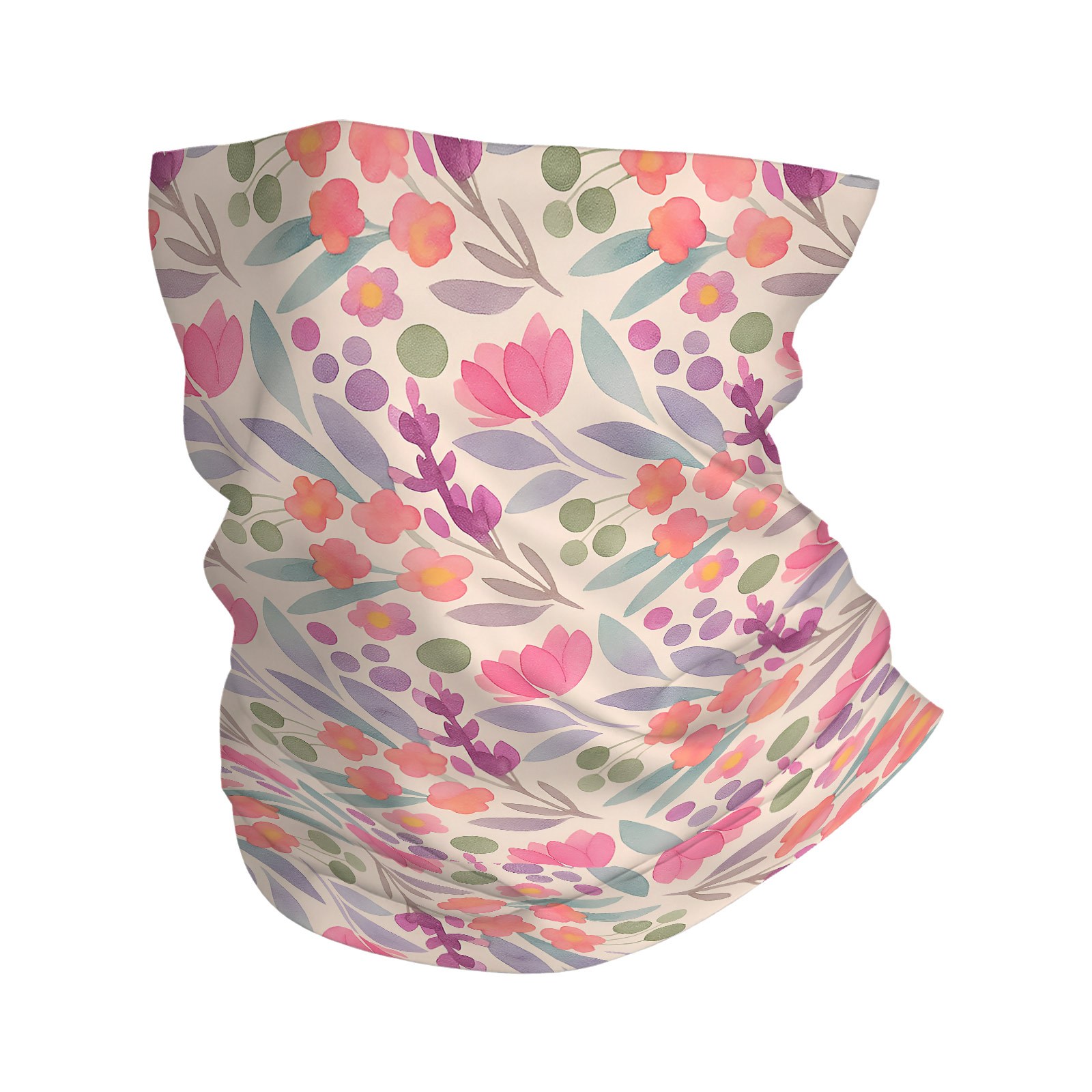 TEMU 1pc Pink Floral Plant Pattern + Scarf Print Scarf, Fashionable Knitted Tube Bandana For Men And Women