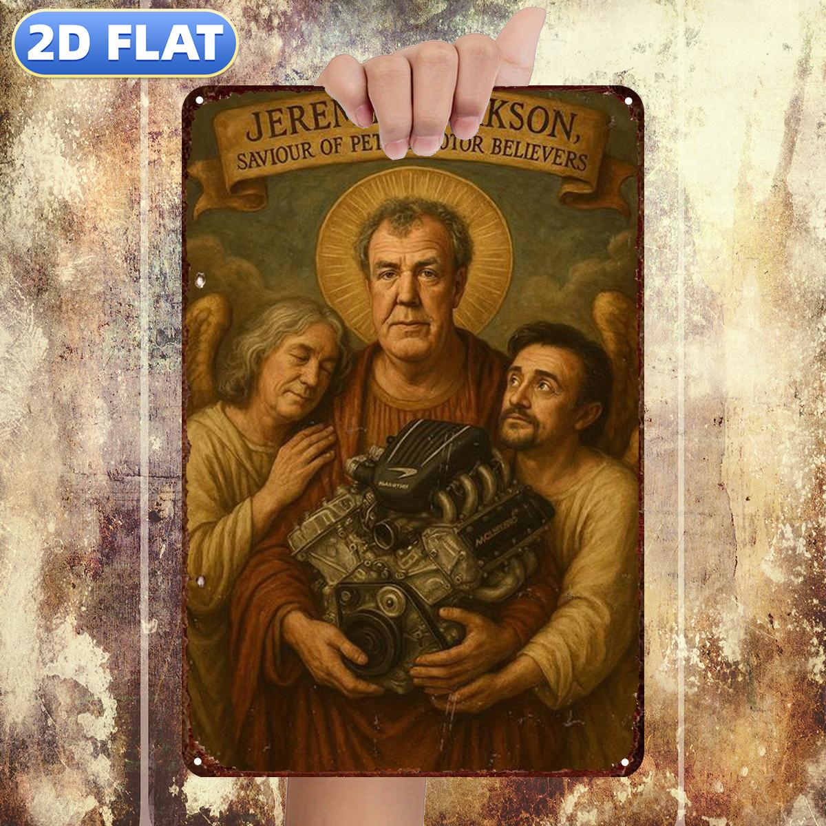 TEMU 2d Flat 1pc, " : Saint Of Petrol Motor ", Metal Iron Sign, Size (8"x12"/20cm*30cm) Decorative Paintings/room/restaurant/bar/door/garage Decor