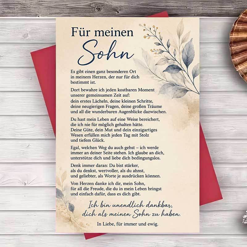 Image of 1 Envelope And 1 Greeting Cardheartfelt Greeting Card For Son Inspirational Message For Birthday Or Special Occasion Expressing Love And Pride From Parents Greeting Card
