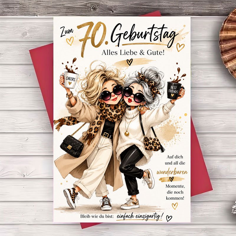 Image of 1 Envelope And 1 Greeting Card 70th Birthday Greeting Card For Best Friend Elegant Flat Card For Women Milestone Birthday Celebration Gift For Her Stylish Friendship Keepsake Card