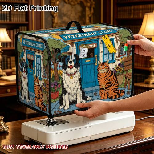 2d. 1 pieza. bolsa tote con estampado de clínica de mascotas, universal para máquina de coser, diseño vintage, , del polvo, de limpiar, herramienta ideal para costura en casa, regalo para amantes de las mascotas, almacenamiento de suministros de costura