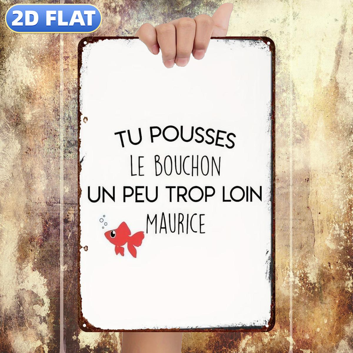 TEMU Plat 2D, 1 pièce, Vous poussez un trop , ., Panneau en métal et fer, taille (8"x12"/20cm*30cm) Peintures décoratives/Décoration de