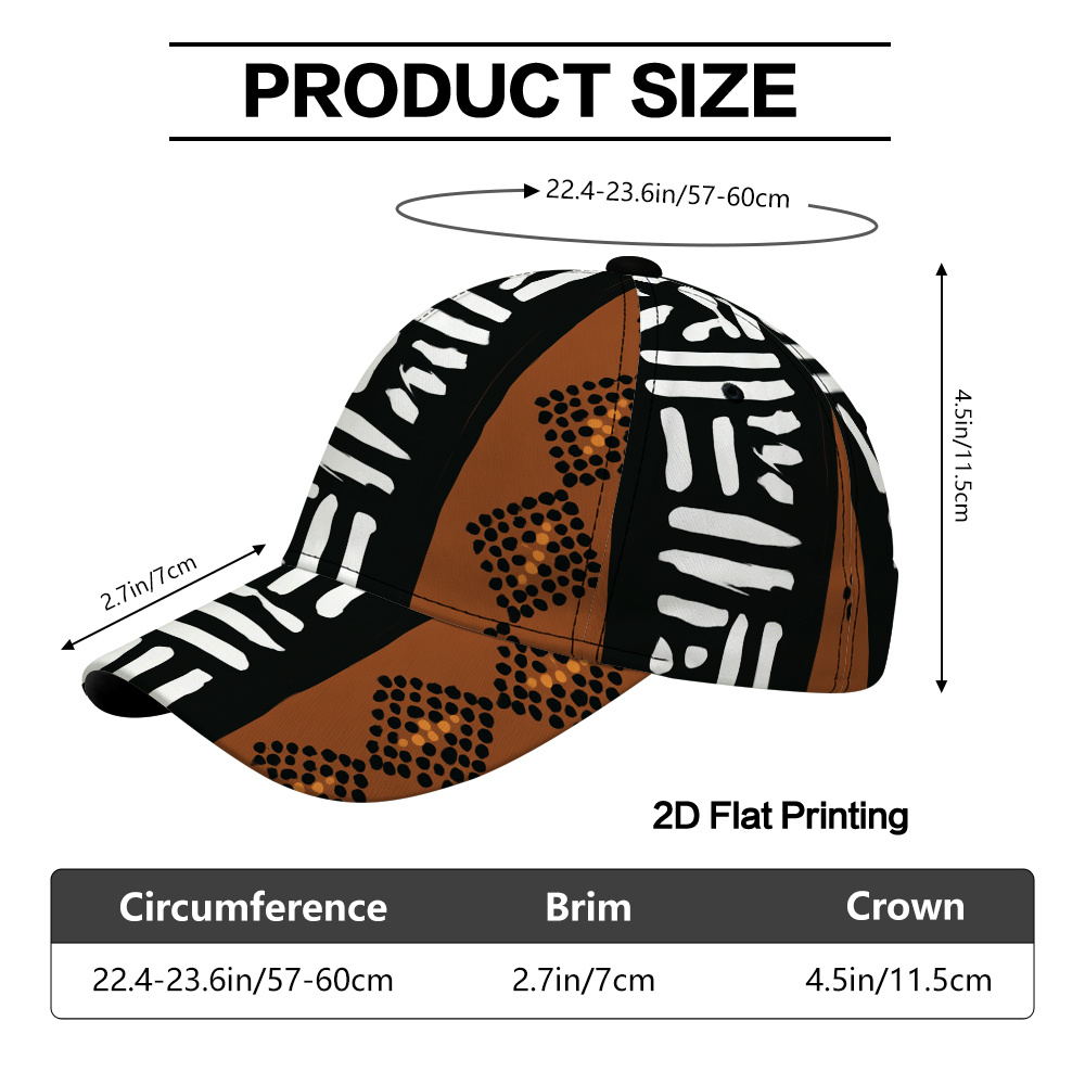TEMU 1pc 2d Flat Printing Abstract Tribal Design Pattern Baseball Cap - Stylish Duckbill Hat, Ideal For Daily Wear, Comfortable Adjustable Design,