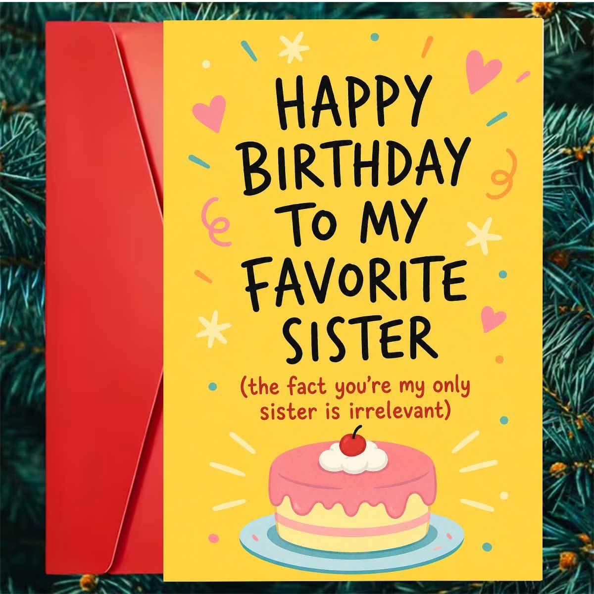 TEMU 1set (1 Envelope And 1 Card) Cute Birthday Cake Birthday Card Happy Birthday To Sister, Bright Cake Illustration, Perfect For Sister
