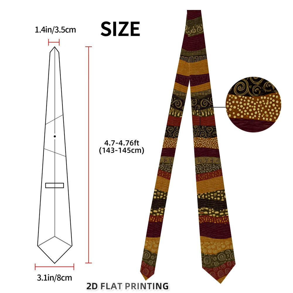 TEMU 1pc Print (2d Flat) Men's Tie With Abstract Wavy Tribal Design Pattern, Fits Business Scenes And Ceremonies, For Holiday Gifting