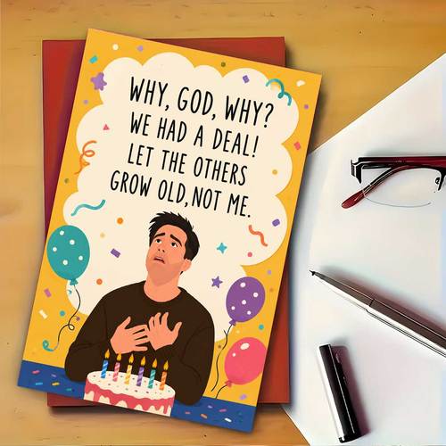 a colorful birthday card for men featuring cake confetti we to grow old didnt we to a friend an envelope