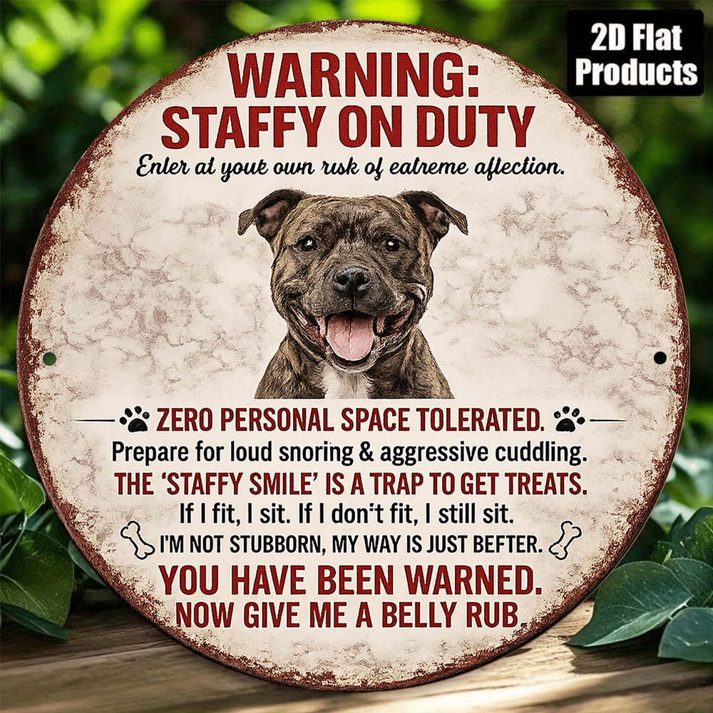 TEMU 2d Flat, 1pc Bohemian Vintage Staffordshire Bull Terrier " " Wall Sign - Suitable For Garage, Bar, Cafe & Office Decor, Wood Plaque With -themed