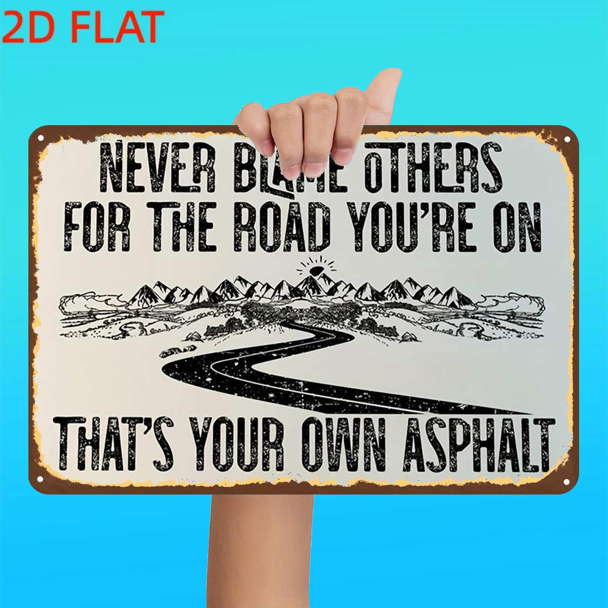 TEMU 2d Flat, 1pc, Retro Never For – That's Your Own Asphalt Metal Iron Sign, Pre-drilled Holes, Suitable For Indoor, Garden, Outdoor, Office, Toilet