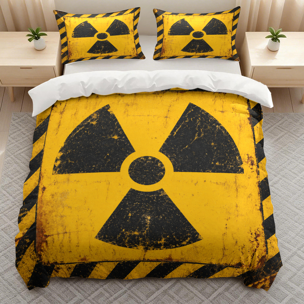 TEMU 3pcs Radiation Sign Themed Duvet Cover Set Quilt Cover Set Bedding, Soft Breathable Trendy 2d Flat Pattern Bedding (1 X Duvet Cover And 2 X