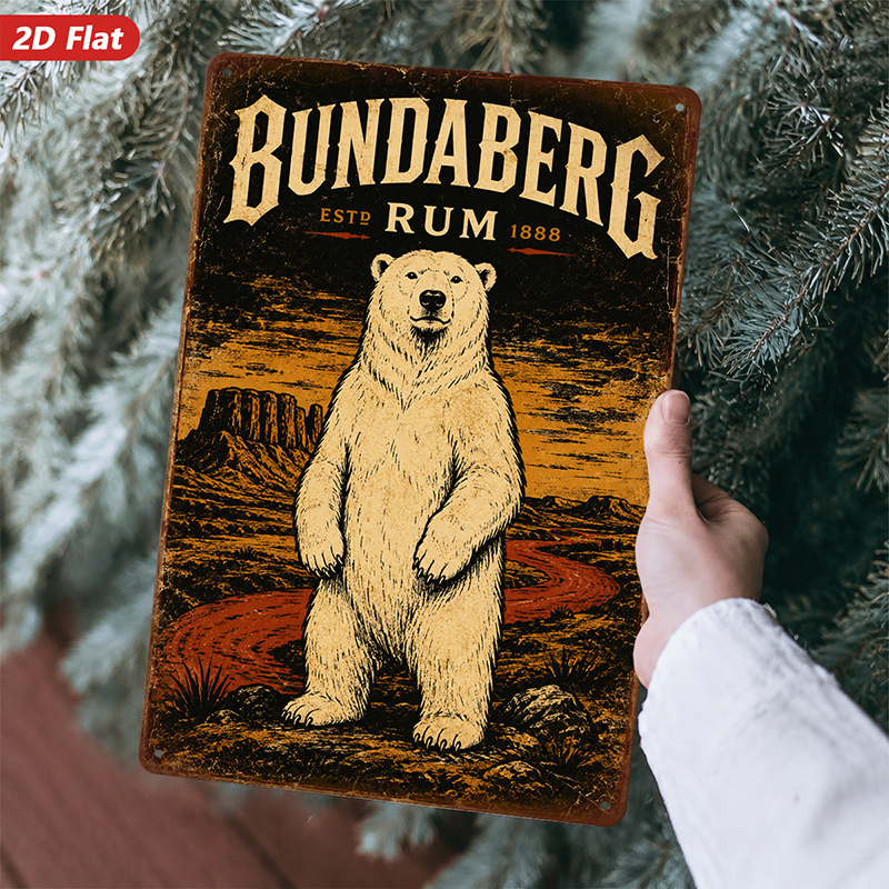 TEMU 2d Flat, 1pc Metal Sign Wall Art, Bundaberg Rum , Retro Style, Vintage-inspired, Home Decor, For Bars, Man Caves, Safe Rounded Corners,