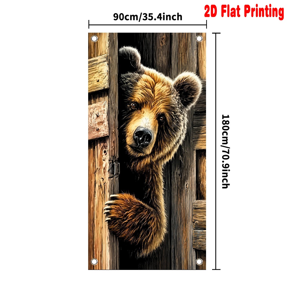 TEMU 2d Flat, 2d Door Banner, 2d Flat 1pc Door Banner Bear Peeking For Decoration Supplies Suitable For Bedroom Decor, 2d Flat