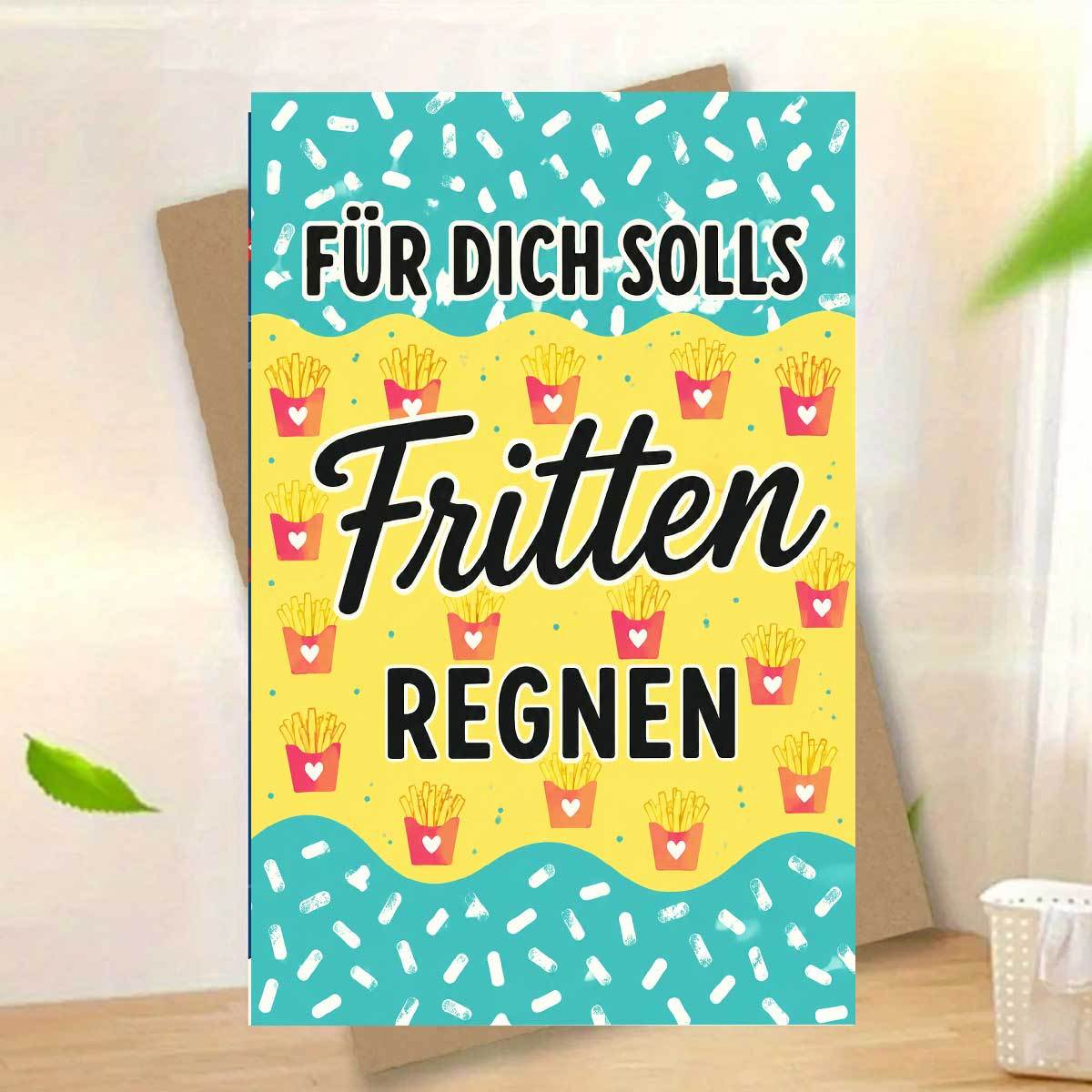 TEMU 1 Set (Ein Umschlag und eine Karte) Karte Fritten Style Pommes Pommes mit FÜR DICH SOLLTS für