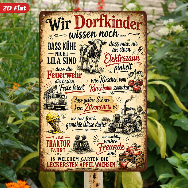TEMU 2d Flat, 1pc Metal Sign Wall Art, Rustic German - Text Decorative Wall Art, Vintage Style, Farm - Theme, Home Decor, For Living Room, Kitchen,
