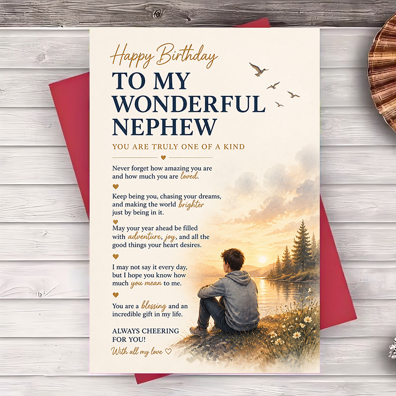 TEMU 1 Envelope And 1 Funny Greeting Card Happy Birthday Greeting Card For Nephew Inspirational Message Flat Card For Birthday Celebration Gift