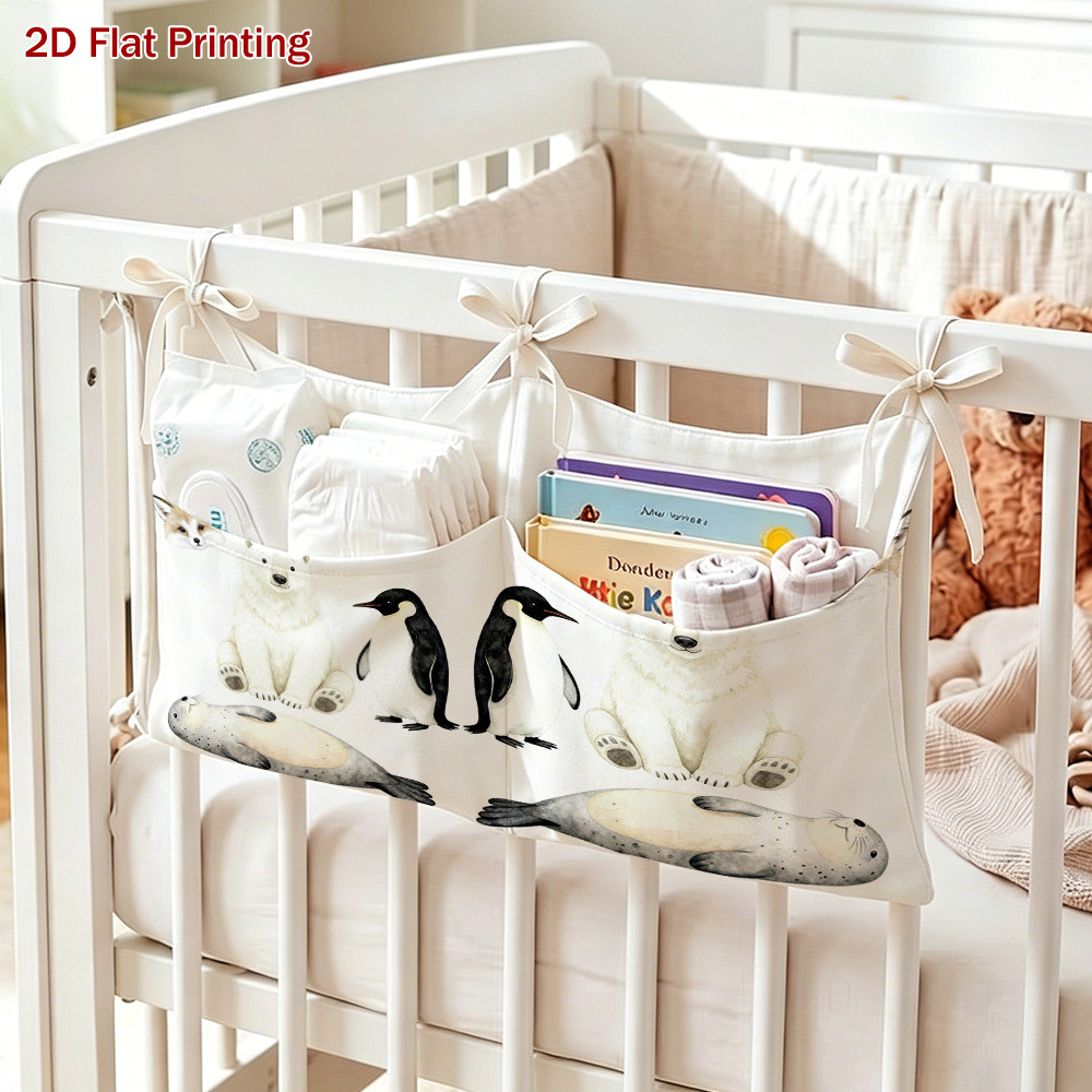 2D Flat Nursery Hanging Organizer with Giraffe, Lion, Elephant Pattern