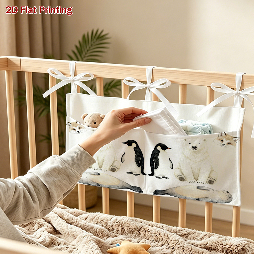 2D Flat Nursery Hanging Organizer with Giraffe, Lion, Elephant Pattern